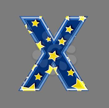 3d letter with star pattern - X