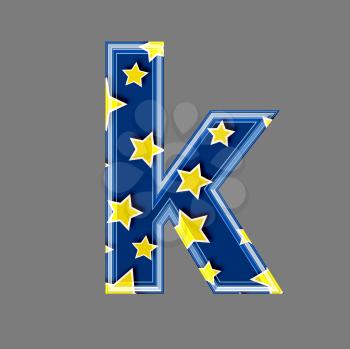 3d letter with star pattern - K