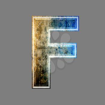 grunge 3d  letter isolated on grey background - F