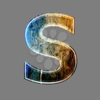grunge 3d  letter isolated on grey background - S