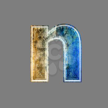 grunge 3d  letter isolated on grey background - n