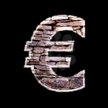 3d euro currency sign with stone wall texture