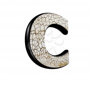 abstract 3d letter with dry ground texture - C