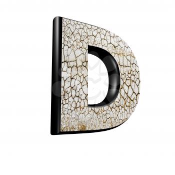 abstract 3d letter with dry ground texture - D