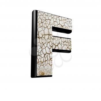 abstract 3d letter with dry ground texture - F