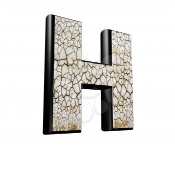 abstract 3d letter with dry ground texture - H