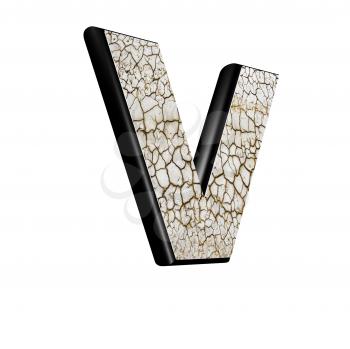 abstract 3d letter with dry ground texture - V