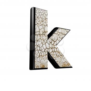 abstract 3d letter with dry ground texture - K