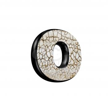 abstract 3d letter with dry ground texture - O