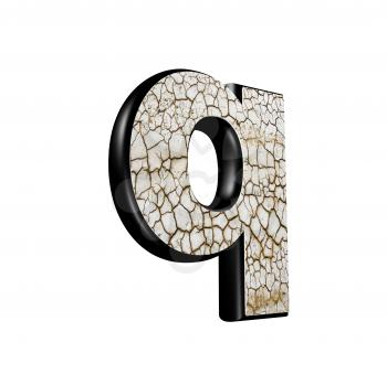 abstract 3d letter with dry ground texture - Q