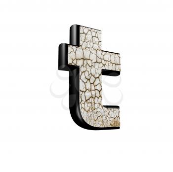abstract 3d letter with dry ground texture - T