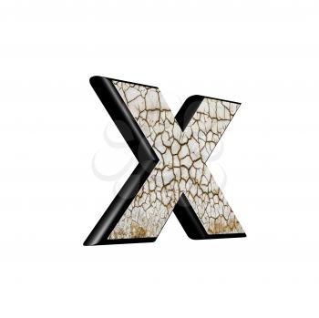 abstract 3d letter with dry ground texture - X