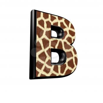 3d letter with giraffe fur texture - B