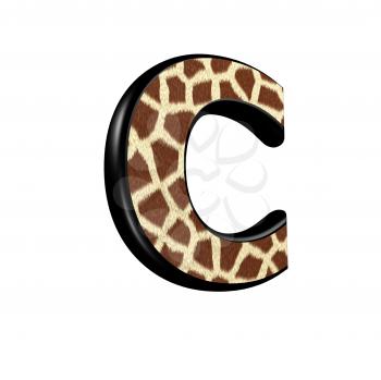 3d letter with giraffe fur texture - C