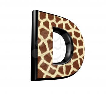 3d letter with giraffe fur texture - D