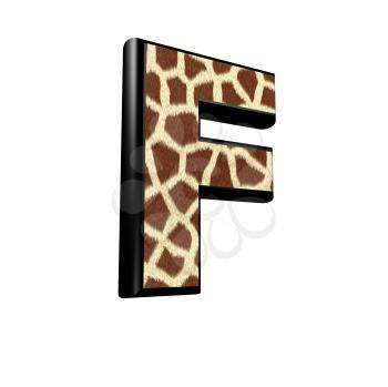 3d letter with giraffe fur texture - F