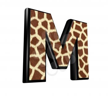3d letter with giraffe fur texture - M
