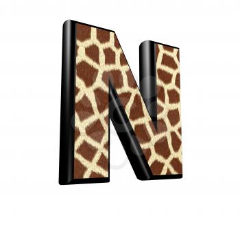 3d letter with giraffe fur texture - N