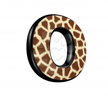 3d letter with giraffe fur texture - O
