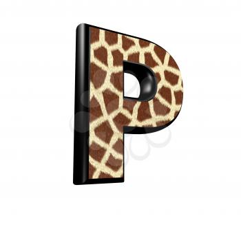 3d letter with giraffe fur texture - P