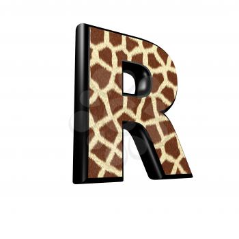 3d letter with giraffe fur texture - R