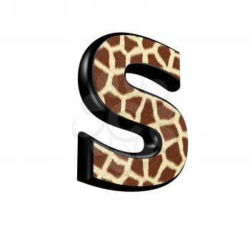 3d letter with giraffe fur texture - S
