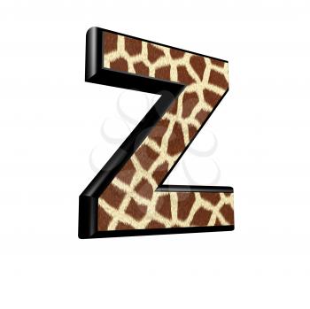 3d letter with giraffe fur texture - Z