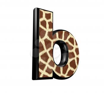 3d letter with giraffe fur texture - b