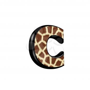 3d letter with giraffe fur texture - c