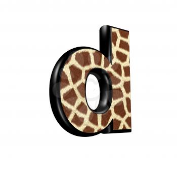 3d letter with giraffe fur texture - d