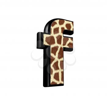 3d letter with giraffe fur texture - f