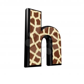 3d letter with giraffe fur texture - h