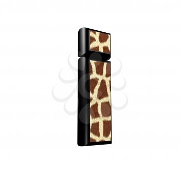3d letter with giraffe fur texture - i