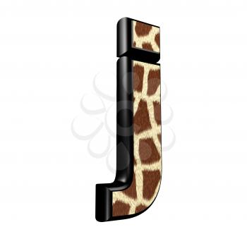 3d letter with giraffe fur texture - j