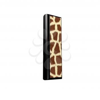 3d letter with giraffe fur texture - l