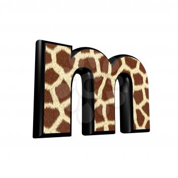 3d letter with giraffe fur texture - m