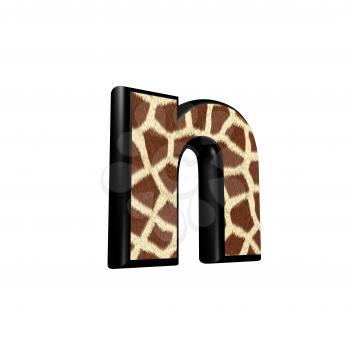 3d letter with giraffe fur texture - n