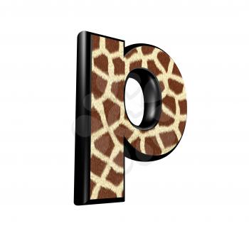 3d letter with giraffe fur texture - p