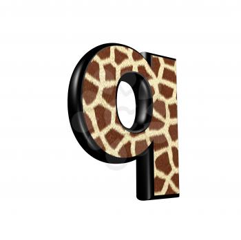 3d letter with giraffe fur texture - q