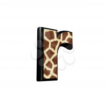 3d letter with giraffe fur texture - r