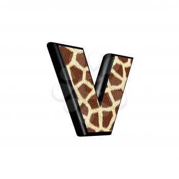 3d letter with giraffe fur texture - v