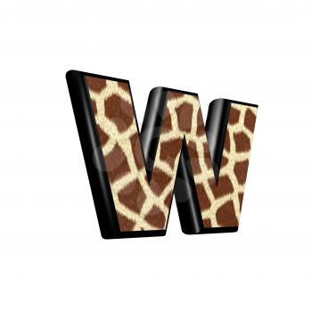 3d letter with giraffe fur texture - w