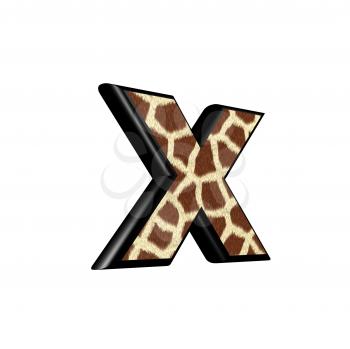 3d letter with giraffe fur texture - x