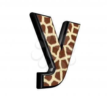 3d letter with giraffe fur texture - y