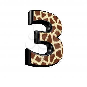 3d digit  with giraffe fur texture - 3
