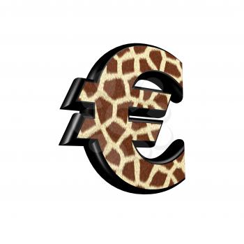 3d euro currency sign with giraffe fur texture