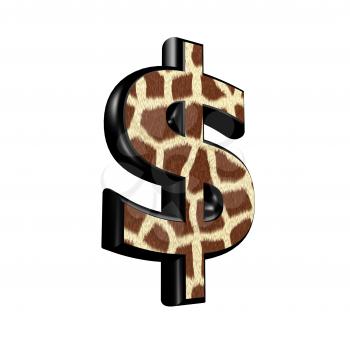 3d dollar currency sign with giraffe fur texture