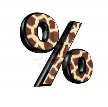 3d percent sign with giraffe fur texture
