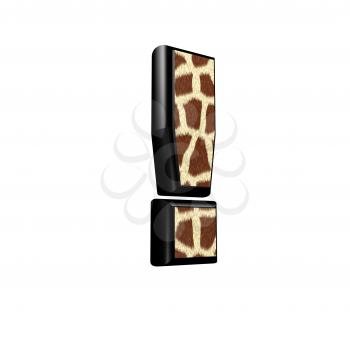 3d exclamation pointwith giraffe fur texture