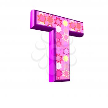 3d pink letter isolated on a white background - t